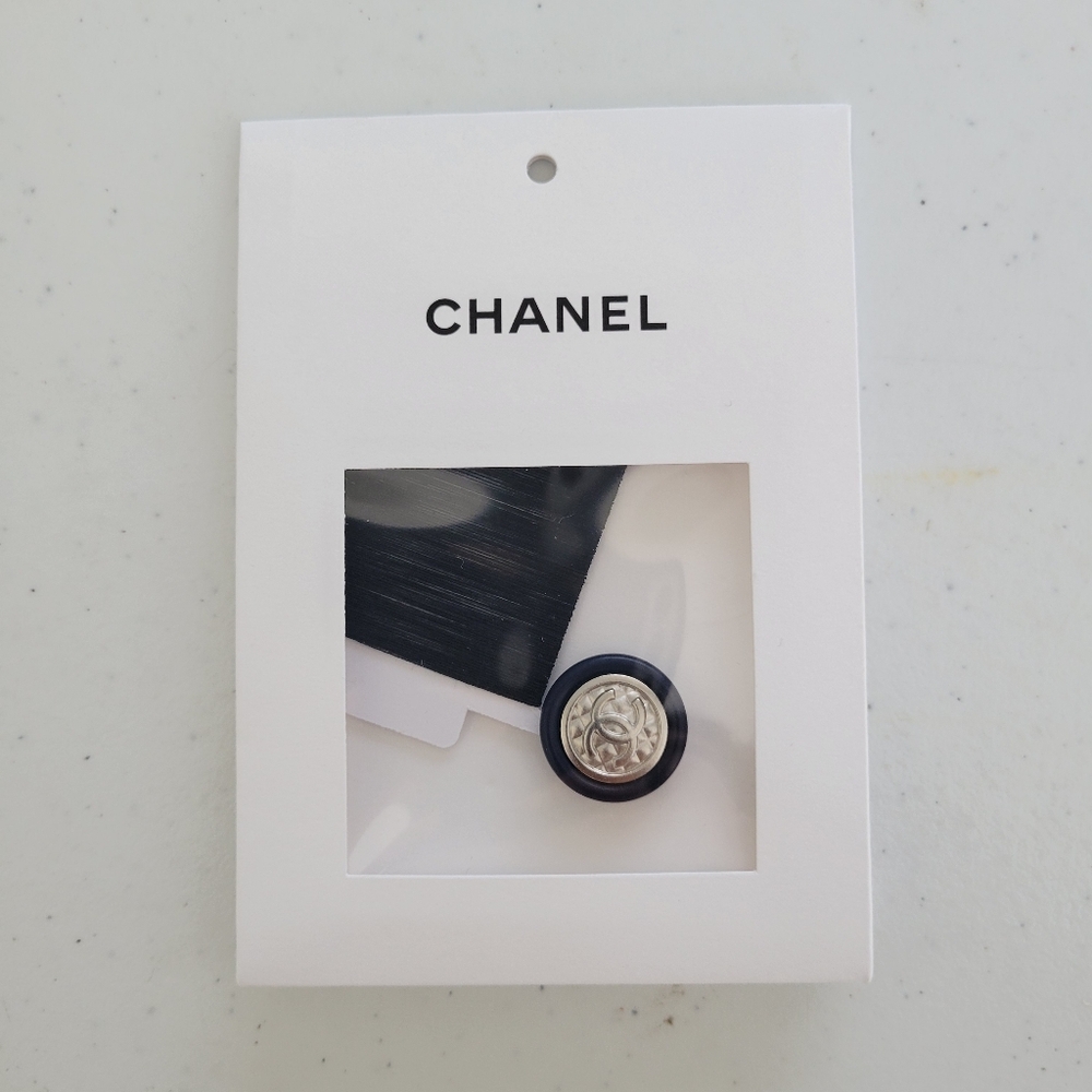 CHANEL Navy and Silver Button